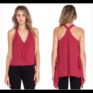 BCBGMAXARIA Solange Drape Red Blouse